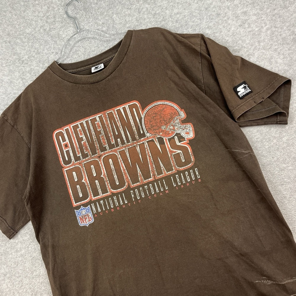 Vintage Cleveland Browns Graphic T-Shirt Mens L Brown Starter Single Stitch NFL